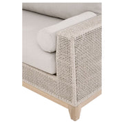 Essentials For Living Tropez Outdoor Modular Right Facing 1-Arm Sofa ~ Taupe & White Flat Rope, Performance Pumice, Gray Teak