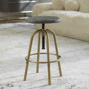 Uttermost Revolve Acacia Wood Seat With Brushed Brass Counter Stool