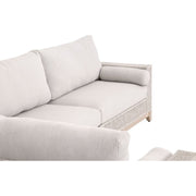 Essentials For Living Tropez Outdoor Modular Right Facing 1-Arm Sofa ~ Taupe & White Flat Rope, Performance Pumice, Gray Teak