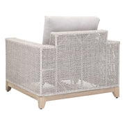 Essentials For Living Tropez Outdoor Sofa Chair ~ Taupe & White Flat Rope, Performance Pumice, Gray Teak