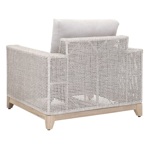 Essentials For Living Tropez Outdoor Sofa Chair ~ Taupe & White Flat Rope, Performance Pumice, Gray Teak