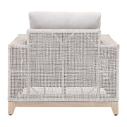 Essentials For Living Tropez Outdoor Sofa Chair ~ Taupe & White Flat Rope, Performance Pumice, Gray Teak