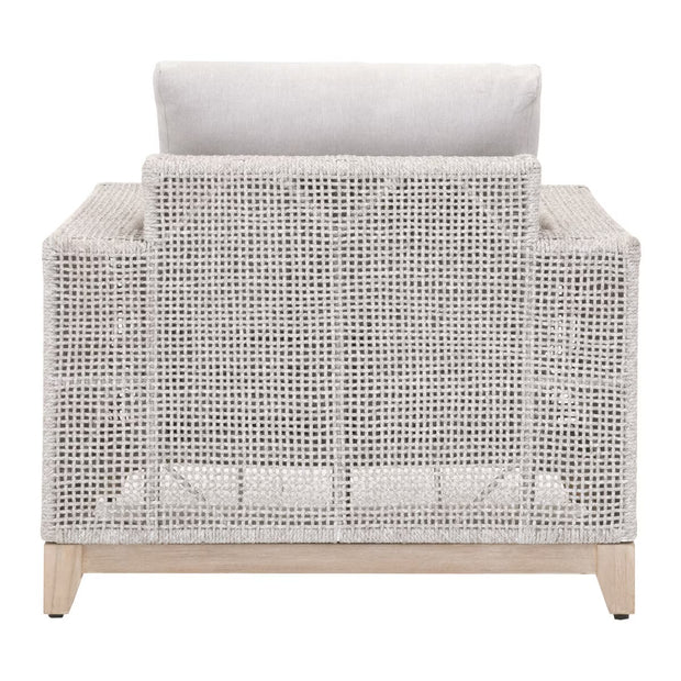 Essentials For Living Tropez Outdoor Sofa Chair ~ Taupe & White Flat Rope, Performance Pumice, Gray Teak