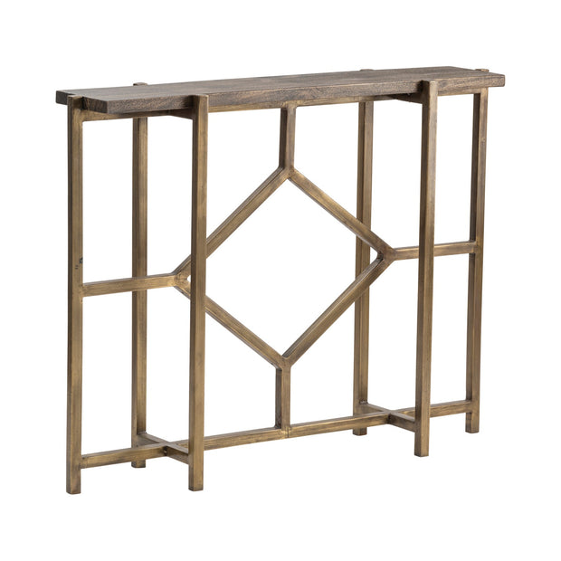 Crestview Collection Diamond Wood Modern Console Table With Gold Iron Base