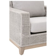 Essentials For Living Tropez Outdoor Sofa Chair ~ Taupe & White Flat Rope, Performance Pumice, Gray Teak