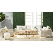 Essentials For Living Tropez Outdoor Sofa Chair ~ Taupe & White Flat Rope, Performance Pumice, Gray Teak