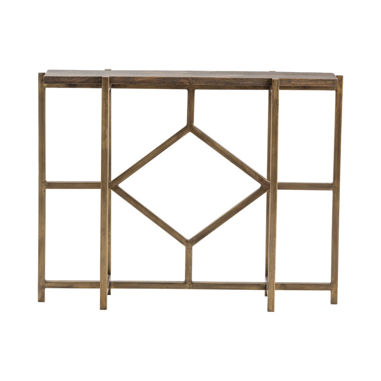 Crestview Collection Diamond Wood Modern Console Table With Gold Iron Base