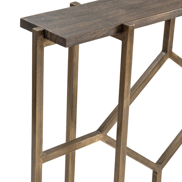 Crestview Collection Diamond Wood Modern Console Table With Gold Iron Base