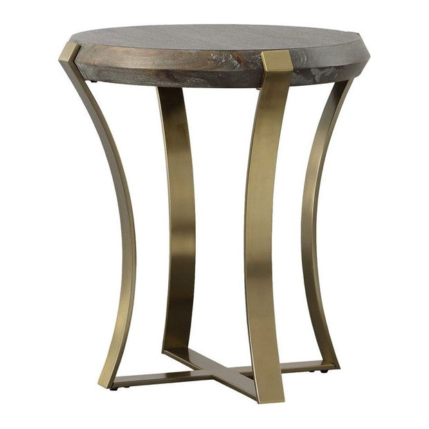 Uttermost Unite Acacia Walnut Stain With Gray Glaze and Brushed Brass Side Accent Table