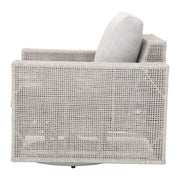 Essentials For Living Tropez Outdoor Swivel Rocker Sofa Chair ~ Taupe & White Flat Rope, Performance Pumice