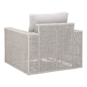 Essentials For Living Tropez Outdoor Swivel Rocker Sofa Chair ~ Taupe & White Flat Rope, Performance Pumice