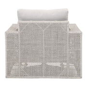 Essentials For Living Tropez Outdoor Swivel Rocker Sofa Chair ~ Taupe & White Flat Rope, Performance Pumice