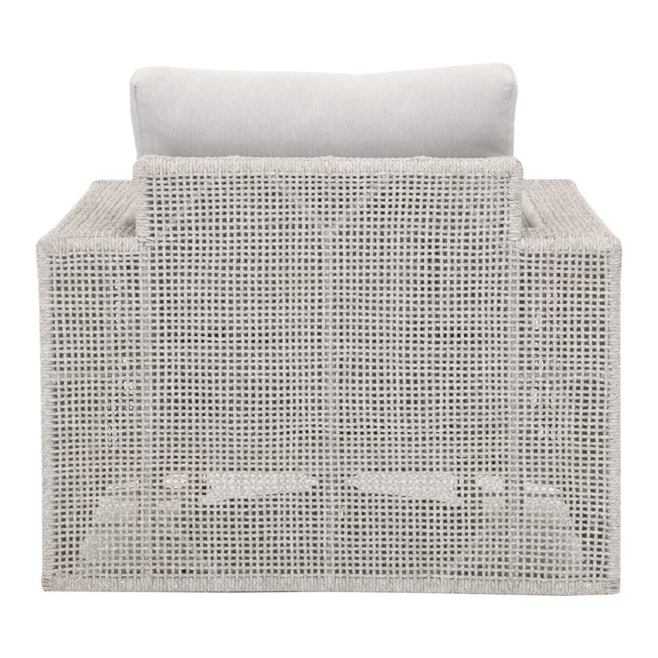 Essentials For Living Tropez Outdoor Swivel Rocker Sofa Chair ~ Taupe & White Flat Rope, Performance Pumice