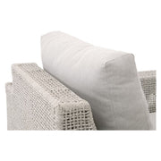 Essentials For Living Tropez Outdoor Swivel Rocker Sofa Chair ~ Taupe & White Flat Rope, Performance Pumice