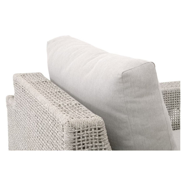 Essentials For Living Tropez Outdoor Swivel Rocker Sofa Chair ~ Taupe & White Flat Rope, Performance Pumice
