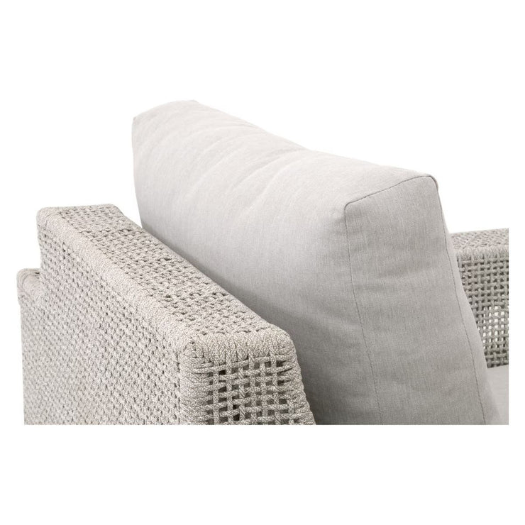 Essentials For Living Tropez Outdoor Swivel Rocker Sofa Chair ~ Taupe & White Flat Rope, Performance Pumice
