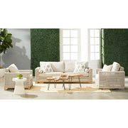 Essentials For Living Tropez Outdoor Swivel Rocker Sofa Chair ~ Taupe & White Flat Rope, Performance Pumice