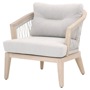 Essentials For Living Web Outdoor Club Chair ~ Taupe & White Flat Rope, Performance Pumice, Gray Teak