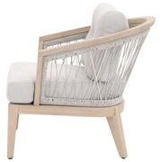 Essentials For Living Web Outdoor Club Chair ~ Taupe & White Flat Rope, Performance Pumice, Gray Teak