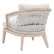 Essentials For Living Web Outdoor Club Chair ~ Taupe & White Flat Rope, Performance Pumice, Gray Teak