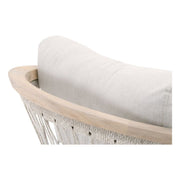 Essentials For Living Web Outdoor Club Chair ~ Taupe & White Flat Rope, Performance Pumice, Gray Teak