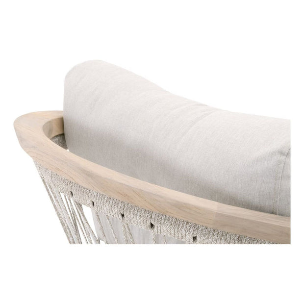Essentials For Living Web Outdoor Club Chair ~ Taupe & White Flat Rope, Performance Pumice, Gray Teak