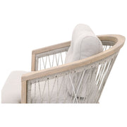 Essentials For Living Web Outdoor Club Chair ~ Taupe & White Flat Rope, Performance Pumice, Gray Teak