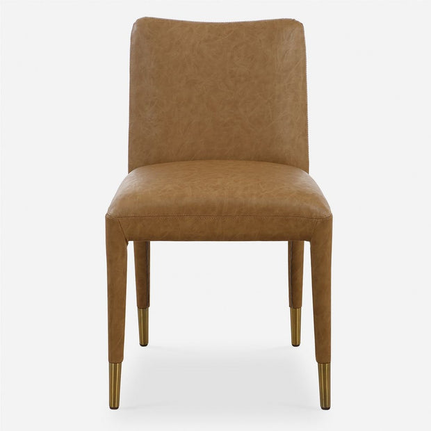 Uttermost Conifer Camel Faux Leather Modern Dining Chairs Set of 2