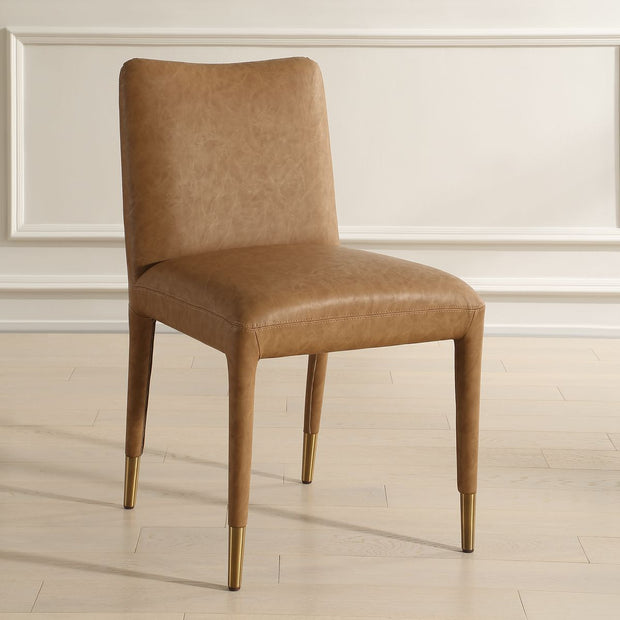 Uttermost Conifer Camel Faux Leather Modern Dining Chairs Set of 2