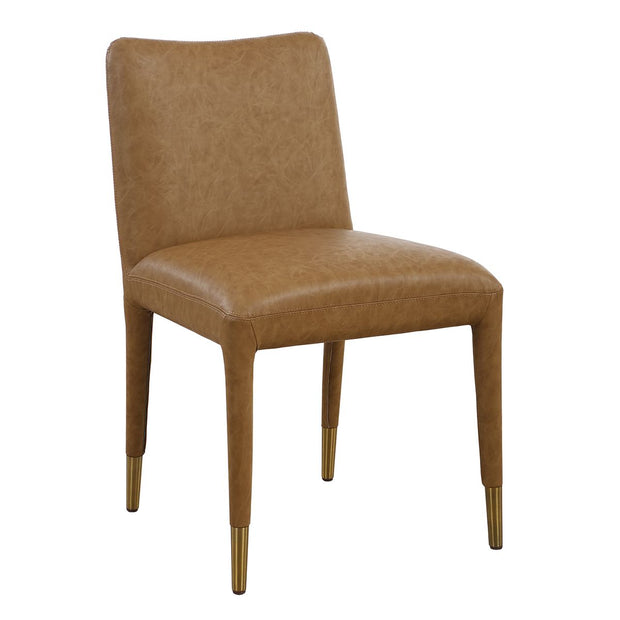 Uttermost Conifer Camel Faux Leather Modern Dining Chairs Set of 2