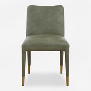 Uttermost Conifer Pine Green Distressed Faux Leather  Modern Dining Chairs Set of 2