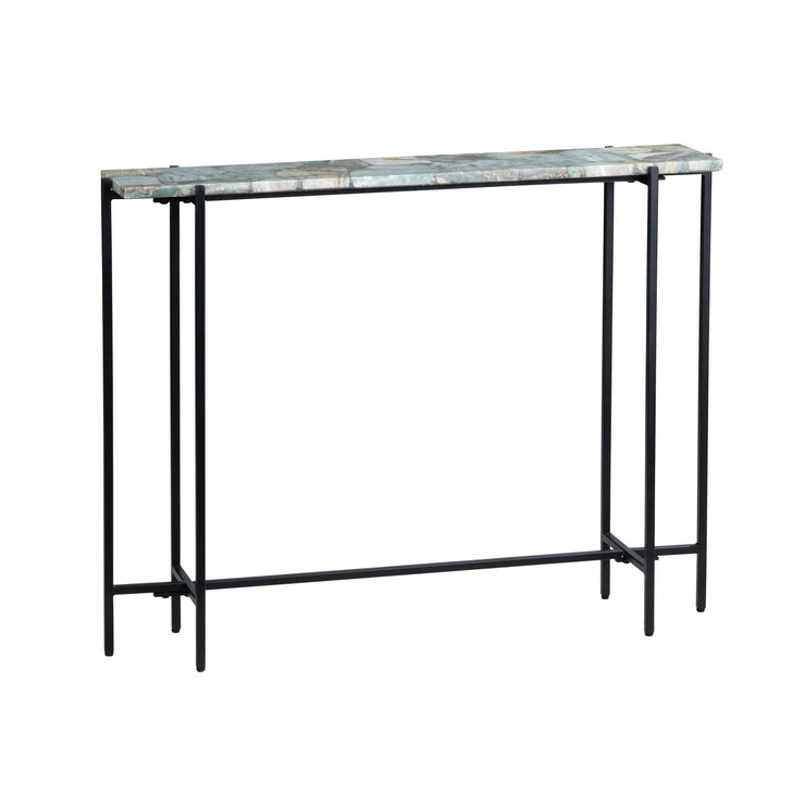 Crestview Collection Dublin Quartz Console Table with Black Iron Base