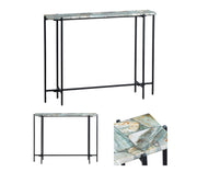 Crestview Collection Dublin Quartz Console Table with Black Iron Base