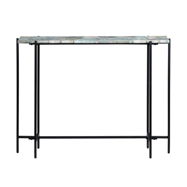 Crestview Collection Dublin Quartz Console Table with Black Iron Base