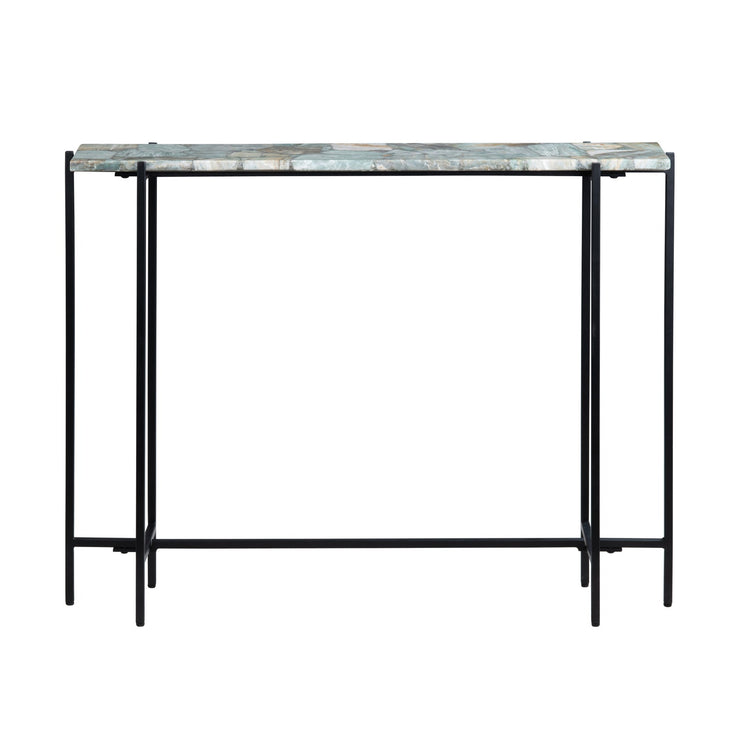 Crestview Collection Dublin Quartz Console Table with Black Iron Base