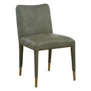Uttermost Conifer Pine Green Distressed Faux Leather  Modern Dining Chairs Set of 2