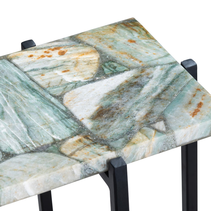 Crestview Collection Dublin Quartz Console Table with Black Iron Base
