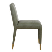 Uttermost Conifer Pine Green Distressed Faux Leather  Modern Dining Chairs Set of 2