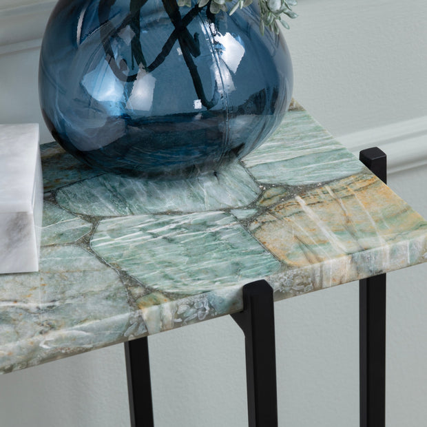 Crestview Collection Dublin Quartz Console Table with Black Iron Base