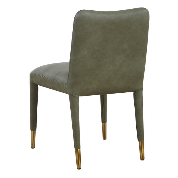 Uttermost Conifer Pine Green Distressed Faux Leather  Modern Dining Chairs Set of 2