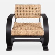 Uttermost Rehema Modern Bohemian Natural Woven Seat with Curved Black Framed Accent Chair