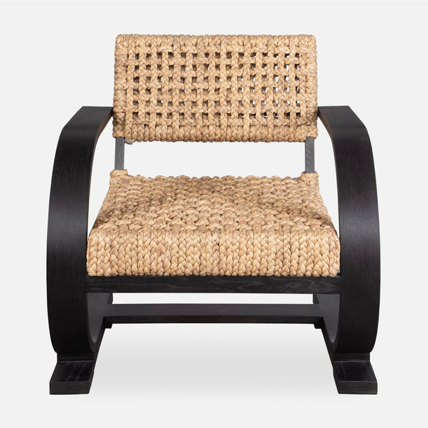 Uttermost Rehema Modern Bohemian Natural Woven Seat with Curved Black Framed Accent Chair