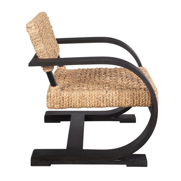 Uttermost Rehema Modern Bohemian Natural Woven Seat with Curved Black Framed Accent Chair