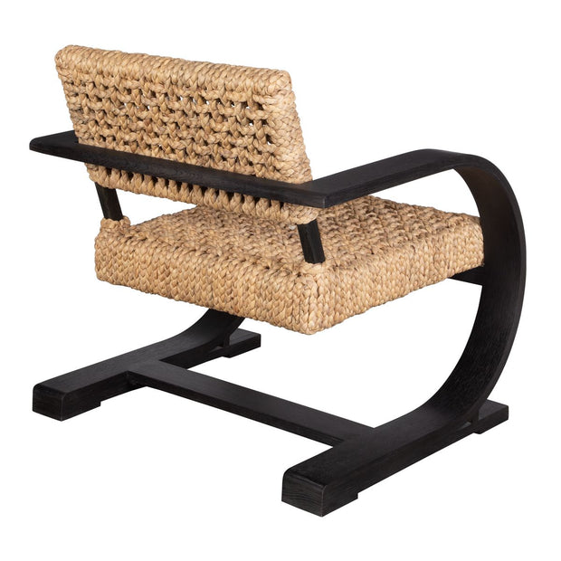 Uttermost Rehema Modern Bohemian Natural Woven Seat with Curved Black Framed Accent Chair