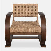 Uttermost Rehema Modern Bohemian Natural Woven Seat with Curved Walnut Wood Frame Accent Armchair