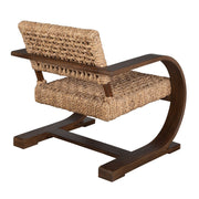 Uttermost Rehema Modern Bohemian Natural Woven Seat with Curved Walnut Wood Frame Accent Armchair