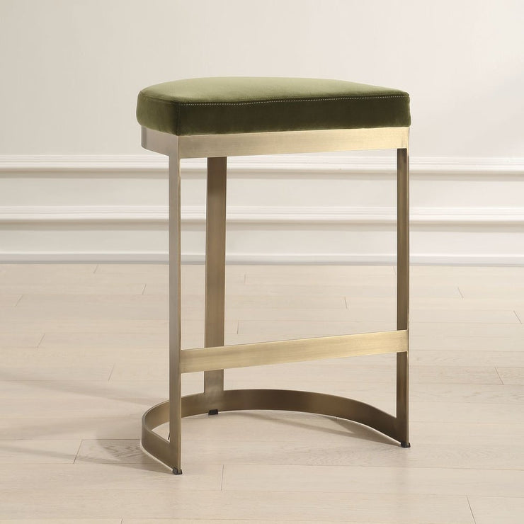 Uttermost Ivanna Moss Green With Brass Frame Counter Stools