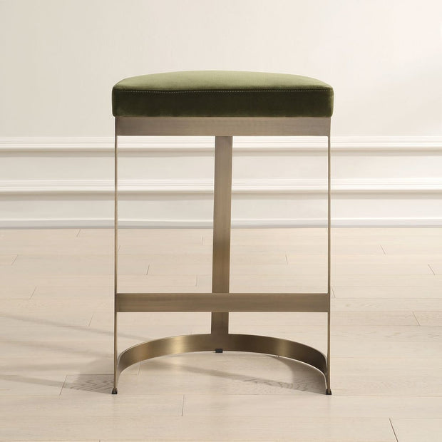 Uttermost Ivanna Moss Green With Brass Frame Counter Stools
