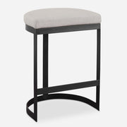 Uttermost Ivanna Beige Linen Blend Fabric Matte Black Framed Counter Stool