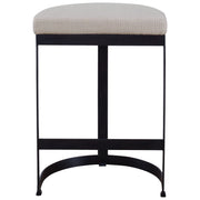 Uttermost Ivanna Beige Linen Blend Fabric Matte Black Framed Counter Stool